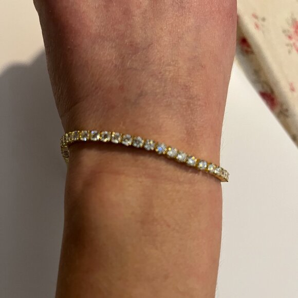 Jewelry - Gold-Plated 925 Moissanite Tennis Bracelet - 8 Carat Total Weigh